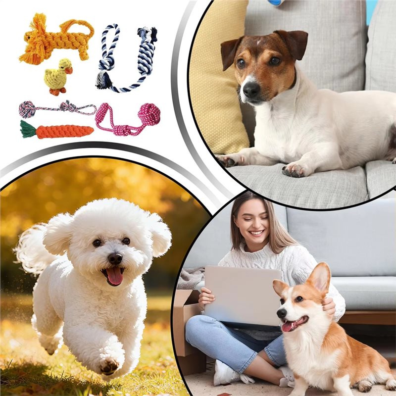 Rope For Dogs 6 Pieces Cotton  - огляд і ціна Dog Rope Toy Aggressive Chewers