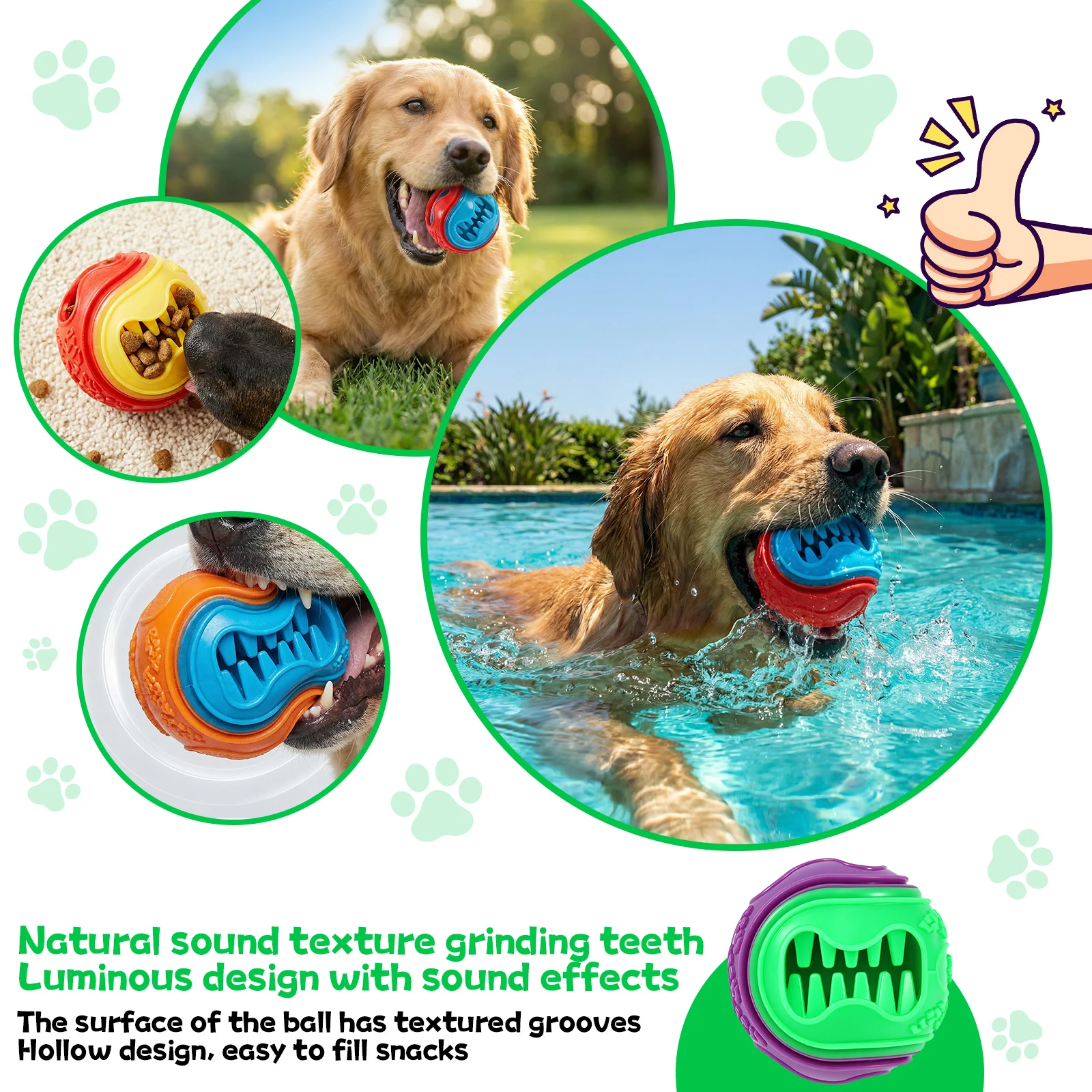 6Pcs Interactive Dog Food Ball - огляд і ціна Rubber Treat Dispensing Dog Toy